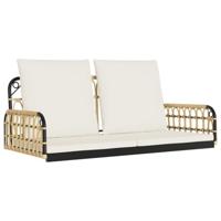 Schommelbank met kussens 105x58x38 cm poly rattan en staal - thumbnail