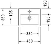 Duravit Vero fontein 45x35cm met kraangat en overloop Wondergliss wit 07044500001 - thumbnail