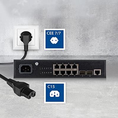 ACT CEE 7/7 naar C15 1,5m kabel zwart - thumbnail