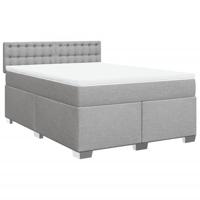 Boxspring met matras stof lichtgrijs 140x200 cm - thumbnail