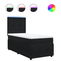 Boxspring met matras fluweel zwart 140x190 cm - thumbnail