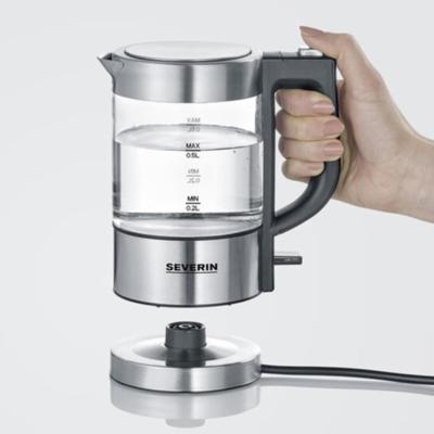 Severin 3472 Waterkoker Snoerloos, Oververhittingsbeveiliging Aantal/Volume: 0.5 l RVS (geborsteld), Zwart Severin 3472 Waterkoker Snoerloos, Oververhittingsbeveiliging Aantal/Volume: 0.5 l RVS (geborsteld), Zwart