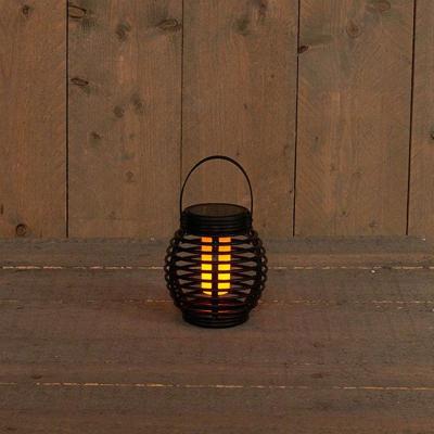 Solar lantaarn zwart d15x15 cm vlam-effect Anna's Collection - Annas collection