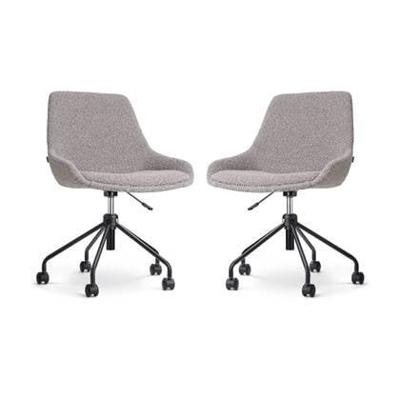 Nolon Nout-Isa Bureaustoelen Set van 2 - Bouclé Taupe - Zwart Nolon Nout-Isa Bureaustoelen Set van 2 - Bouclé Taupe - Zwart