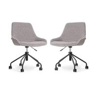 Nolon Nout-Isa Bureaustoelen Set van 2 - Bouclé Taupe - Zwart - thumbnail