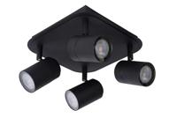 Lucide LENNERT - Plafondspot Badkamer - LED Dimb. - GU10 - 4x5W 3000K - IP44 - Zwart - thumbnail