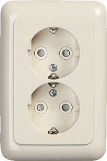 BJ stopcontact dubbel 302EUJT-212 creme ovale doos kinderbeveiliging BJ stopcontact dubbel 302EUJT-212 creme ovale doos kinderbeveiliging