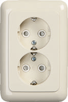 BJ stopcontact dubbel 302EUJT-212 creme ovale doos kinderbeveiliging - thumbnail