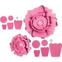 Papier Bloemen, roos, D: 15+25 cm, 230 g, 2 stks - thumbnail