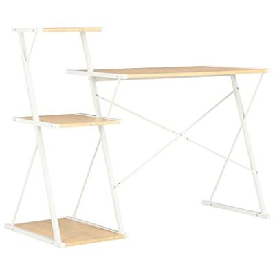 Bureau met schap 116x50x93 cm wit en eikenkleurig