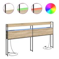 Opberghoofdbord met plank Sonoma eiken 180 cm Bewerkt hout - thumbnail