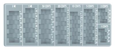 Muntsorteerbak Pavo - Euromunten - Inleglade - 275 x 110 x 20 mm - Grijs