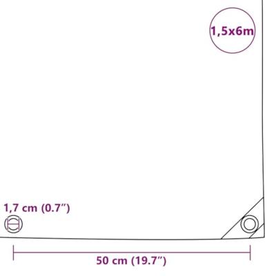 Dekzeil 650 g/m² 1,5x6 m grijs - thumbnail