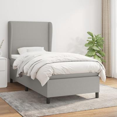 Boxspring met matras stof lichtgrijs 140x200 cm
