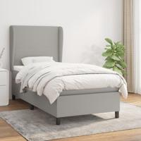 Boxspring met matras stof lichtgrijs 140x190 cm - thumbnail