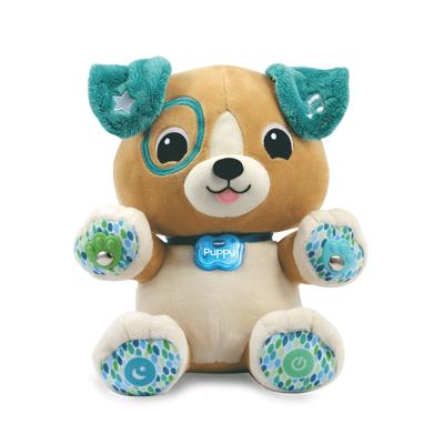 VTech knuffel mijn interactieve puppy pluche bruin turquoise