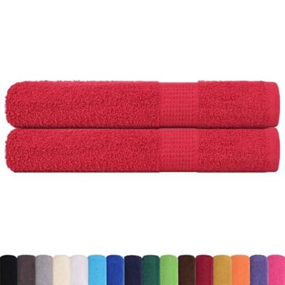 VidaXL Handdoeken 2 st 100x200 cm 360 g/m² 100% katoen rood VidaXL Handdoeken 2 st 100x200 cm 360 g/m² 100% katoen rood