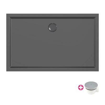 Douchebak Xenz Mariana | 120x75x4 cm | Incl.Afvoersifon-Chroom | Acryl | Rechthoekig | Zwart mat Douchebak Xenz Mariana | 120x75x4 cm | Incl.Afvoersifon-Chroom | Acryl | Rechthoekig | Zwart mat