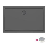 Douchebak Xenz Mariana | 120x75x4 cm | Incl.Afvoersifon-Chroom | Acryl | Rechthoekig | Zwart mat - thumbnail