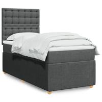 Boxspring met matras stof donkergrijs 90x190 cm - thumbnail