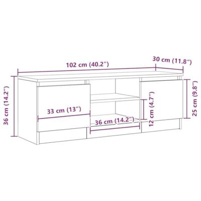 Tv-meubel 102x30x36 cm spaanplaat zwart eikenkleurig