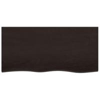 Wastafelblad 100x50x(2-4) cm behandeld massief hout donkerbruin - thumbnail
