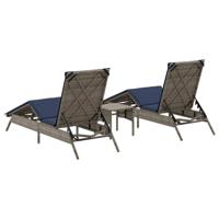 Ligbedden 2 st met tafel poly rattan grijs (alleen VS) - thumbnail