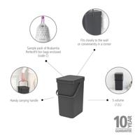 Brabantia Sort and Go Afvalemmer 12L Grijs - thumbnail