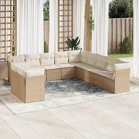 11-delige Tuinset met kussens poly rattan beige - thumbnail