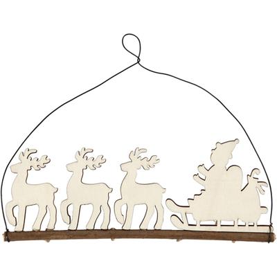 Creativ Company Kerstdecoratie, kerstman met rendier, h: 8 cm, d: 0,5 cm, b: 22 cm, 1 stuk