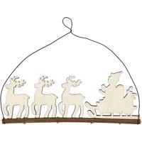 Creativ Company Kerstdecoratie, kerstman met rendier, h: 8 cm, d: 0,5 cm, b: 22 cm, 1 stuk - thumbnail