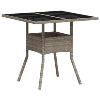5-delige Tuinset met kussens poly rattan en glas lichtgrijs