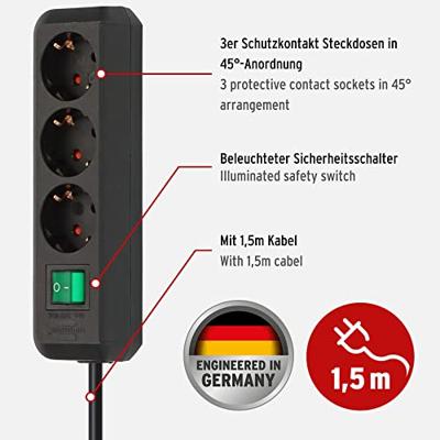 Brennenstuhl Eco-Line 3-voudige zwarte stekkerdoos met schakelaar | 1152300015 - 1152300015 - thumbnail