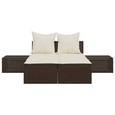 Ligbed 2-persoons met kussens poly rattan bruin Ligbed 2-persoons met kussens poly rattan bruin