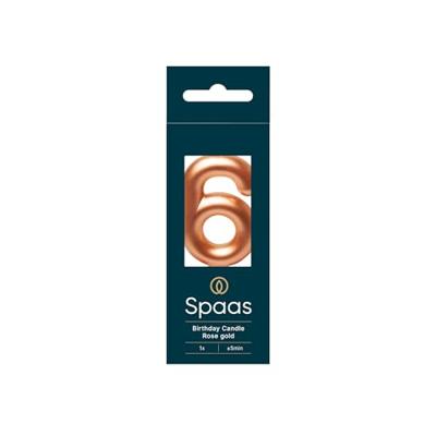 Verjaardagskaars nr 6 rosegoud Spaas - Spaas