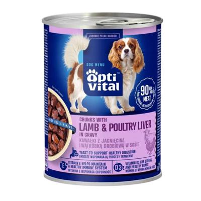 OPTIVITAL Chunks with lamb and liver in gravy - natvoer voor honden - 415g
