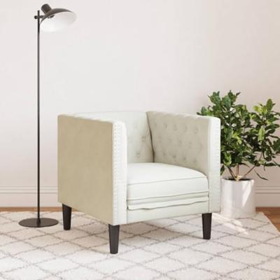 Fauteuil Chesterfield-stijl fluweel crèmekleurig