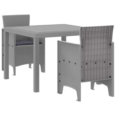 Tuin Eetset 3 pcs Lichtgrijs Compact Kunststof - thumbnail