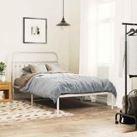 Bedframe met hoofdbord metaal wit 107x203 cm - thumbnail
