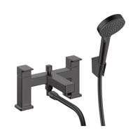 Hansgrohe Badrandmengkraan Vernis Shape 2-Gats met Stopkraan en Vernis Blend Handdouche Vario Mat Zwart - thumbnail