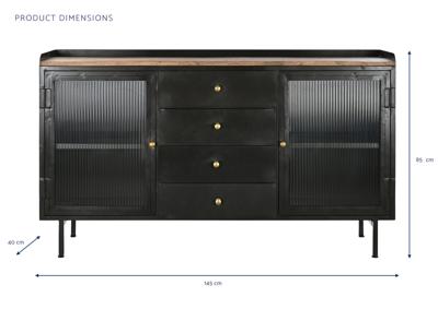 Dressoir DKD Home Decor Natuurlijk Zwart Gouden Metaal Mangohout (145 x 40 x 85 cm)