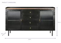 Dressoir DKD Home Decor Natuurlijk Zwart Gouden Metaal Mangohout (145 x 40 x 85 cm) - thumbnail