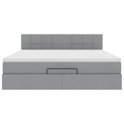 Ottoman bed met matras 180x200cm stof lichtgrijs