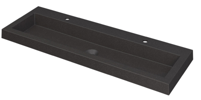 INK Dock Wastafel Quartz met 2 Kraangaten - 1200x400x60 mm - Quartz Zwart