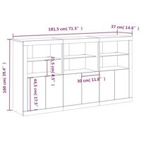 Dressoir met LED-verlichting 181,5x37x100 cm zwart - thumbnail