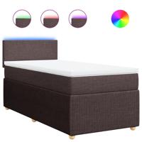 Boxspring met matras stof donkerbruin 80x200 cm - thumbnail
