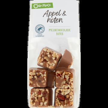 La Place Melkchocolade Bites met Appel & Noten 150 g bij Jumbo La Place Melkchocolade Bites met Appel & Noten 150 g bij Jumbo