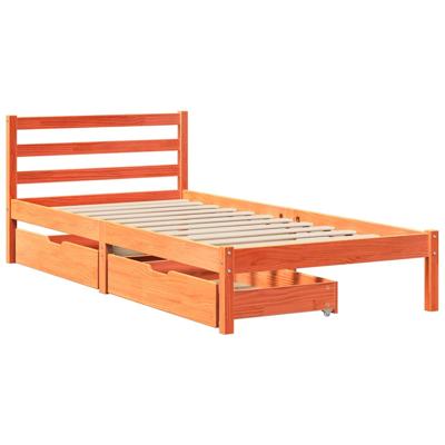 Bedframe zonder matras massief grenenhout wasbruin 200x200 cm