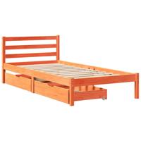 Bedframe zonder matras massief grenenhout wasbruin 120x190 cm - thumbnail