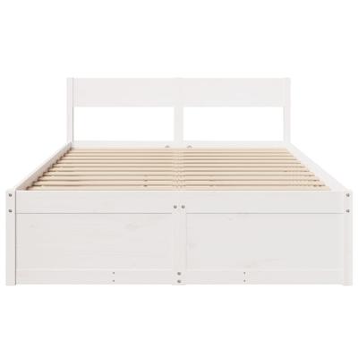 Bedframe zonder matras massief grenenhout wit 140x190 cm